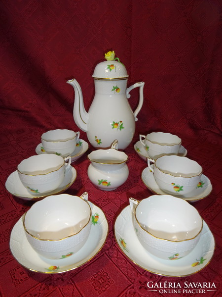 Herend porcelain, strawberry pattern, six-person tea set, 14 pieces. Yellow rosy. He has!