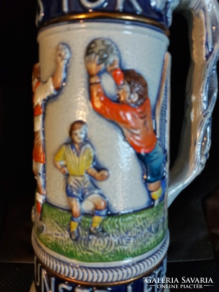 Football extra large handmade beer mug