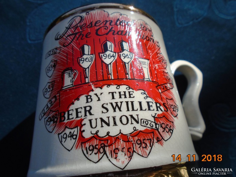Decorated with 22k gold, marked with gold, beer mug by William, Duke of Gloucester