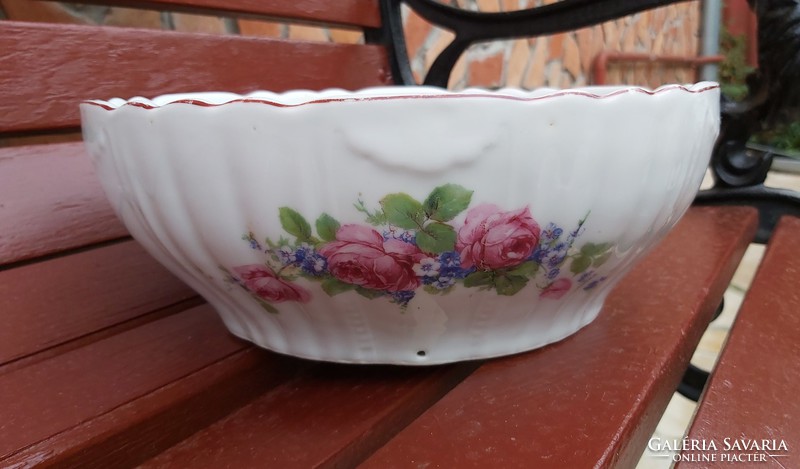 Beautiful rare mcp czechoslovakia pink, floral 27 cm porcelain scone, peasant bowl