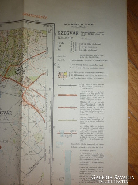 Régi papír térkép magyar néphadsereg vezérkara oktatótérkép szegvár