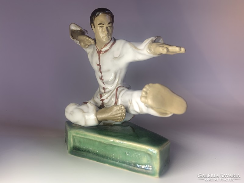Ritka, vintage kerámia kung fu mester figura szobor