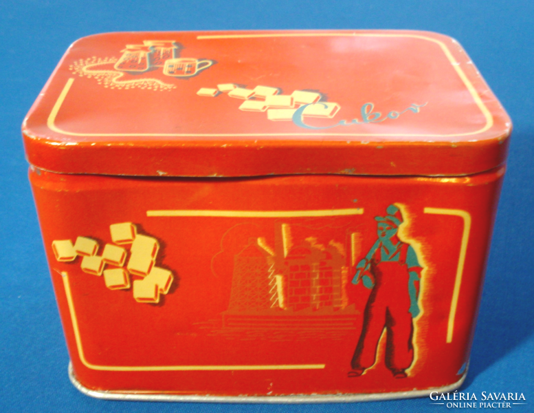 RETRO kockacukros pléhdoboz a '40-es évekből (nagyon ritka)