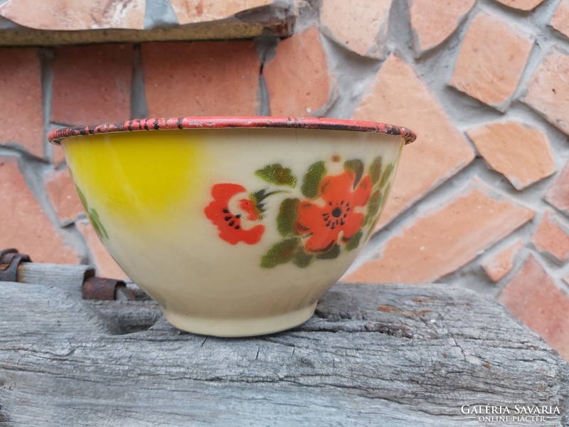 Beautiful patterned flower bowl, enamel bowl, peasant bowl, for flowers, ornaments