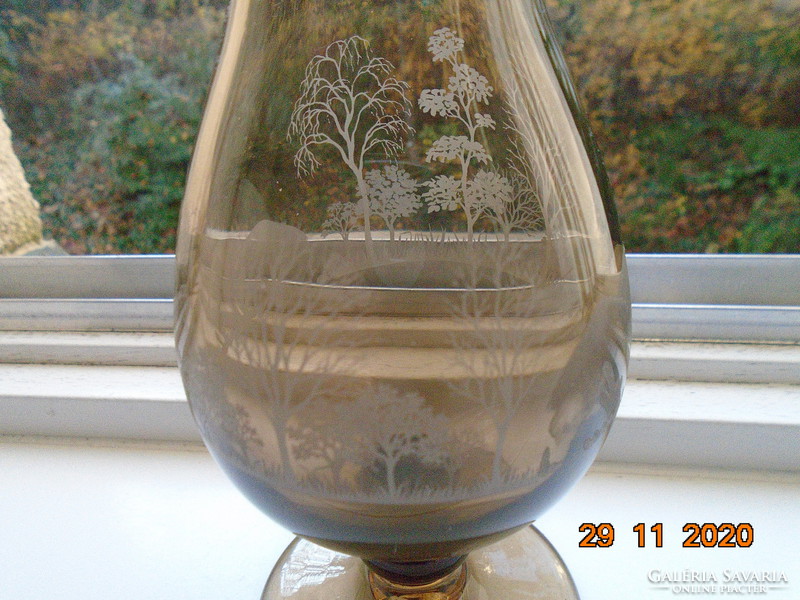 Ivy glass vase with hand painted panoramic landscape