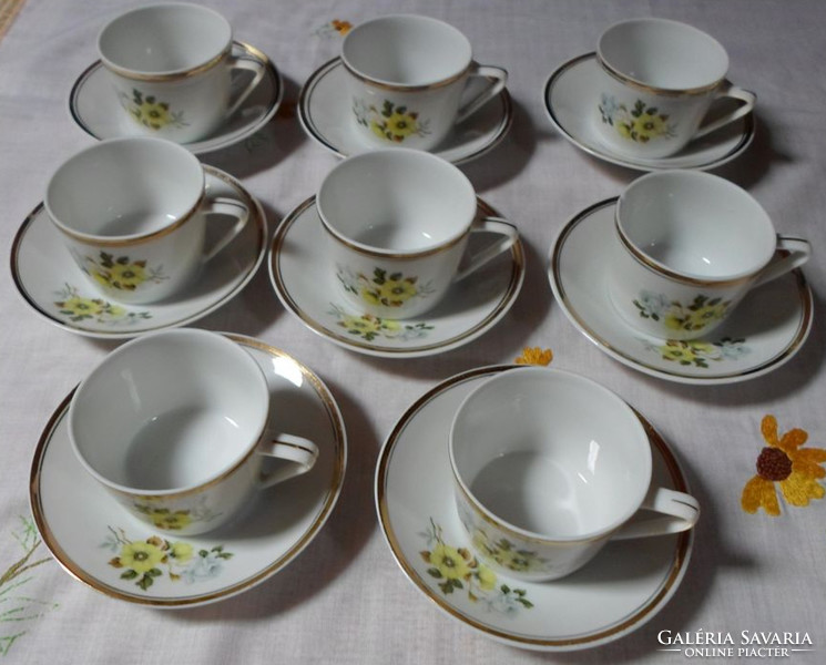 Ravenhouse porcelain, yellow rose coffee set, mocha set: spouts, sugar bowl, cup with saucer