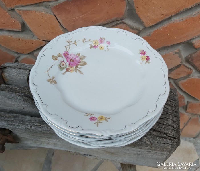 6 pcs zsolnay rare floral beautiful flat plate, flat plates, collector's beauties