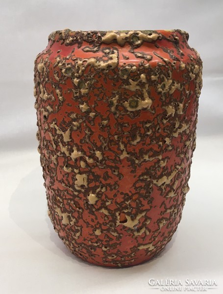 Tófej narancssárga retro kerámia váza
