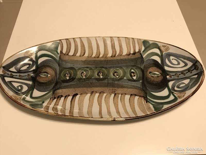 Vintage English Rodmell Studio ceramic fish bowl, Judith Partrige design