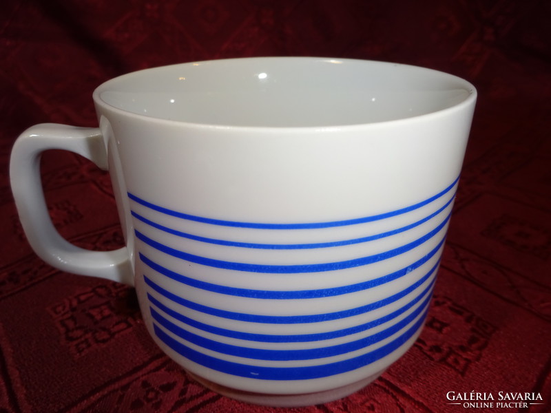 Zsolnay porcelán, kék csíkos pohár, magassága 7 cm. Vanneki!