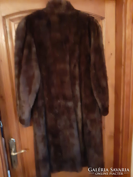 Elegant dark brown long mink coat