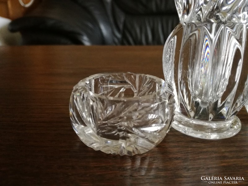 Crystal vase and candle holders