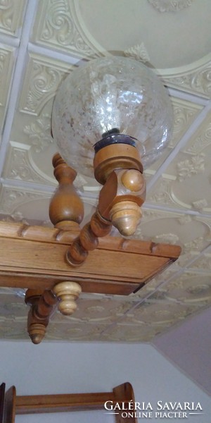 8-arm carved wooden colonial style, imposing unique masterpiece, ceiling lamp, chandelier
