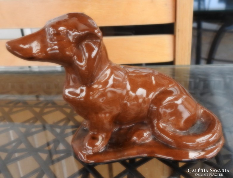 Old glazed ceramic dachshund
