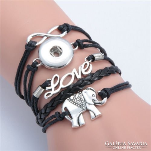 Noosa love elephant leather bracelet + 1 piece noosa patent gift