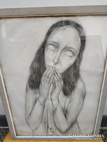 1926 Charcoal drawing paper pierre has humbeeck quality signed graphics frame nr 88.