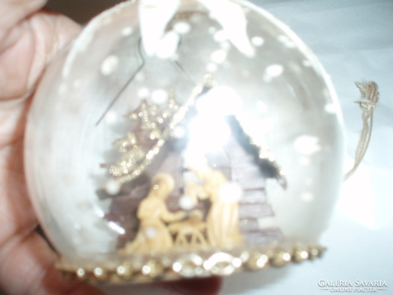 Csodás antik karácsonyi üveggömb betlehemi jelenettel
