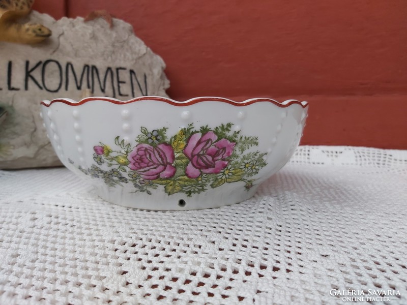 Gyönyörű Czechoslovakia  ritka  virágos porcelán rózsás pogácsás tá, paraszttál, Gyűjtői darab
