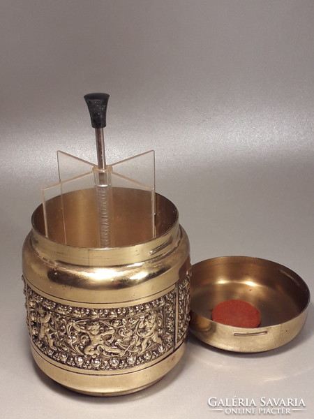 Erhard & son marked putto pattern gilded copper cigarette holder offering box, price per piece