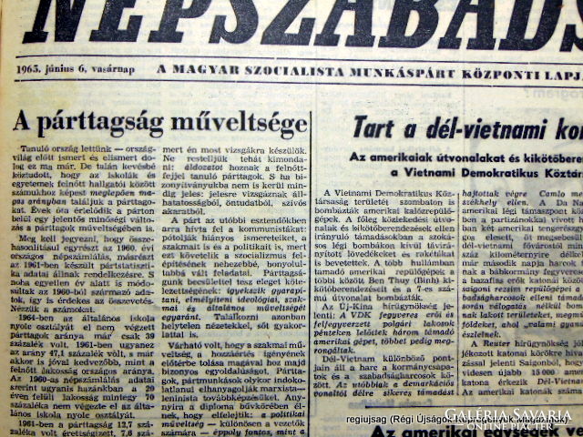 1965 június 6  /  NÉPSZABADSÁG  /  Régi ÚJSÁGOK KÉPREGÉNYEK MAGAZINOK Ssz.:  14860