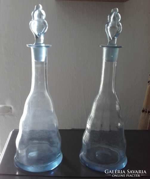 Antique art deco pale blue bottle, wine, liqueur jug, solid glass stopper bottle, nice drink, decanter