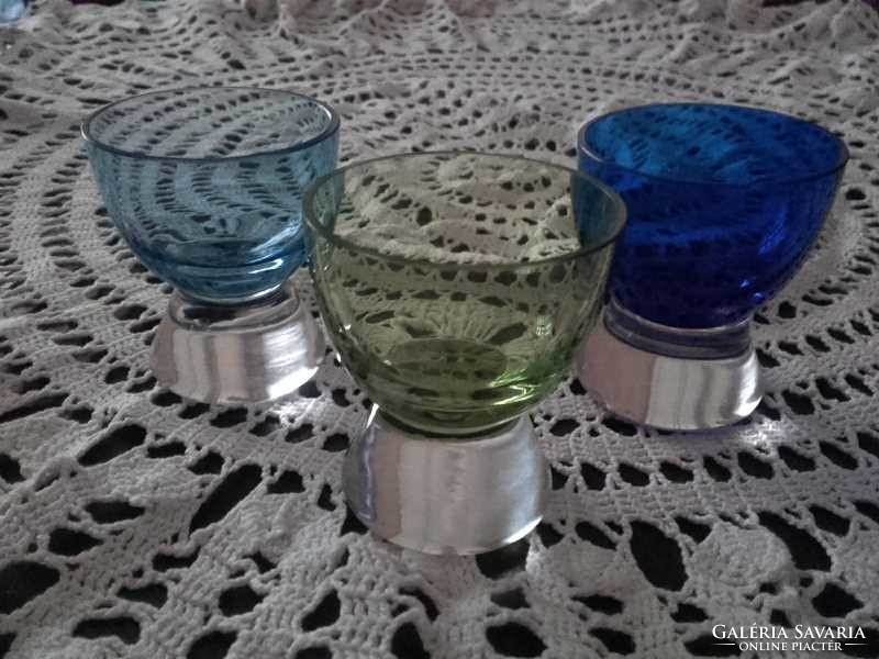 Antique art deco 3 different colored brandy and liqueur glass glasses