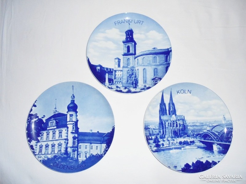 Blue white porcelain wall hanging decorative plate - frankfurt oldenburg cologne - hutschenreuther