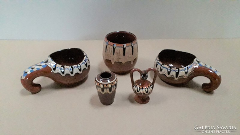 5 pieces of Bulgarian folk pottery for sale together