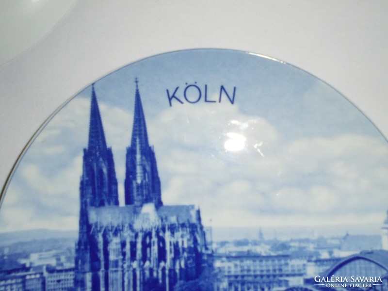 Kék fehér porcelán fali falra akasztható dísz tányér - Frankfurt Oldenburg Köln - Hutschenreuther