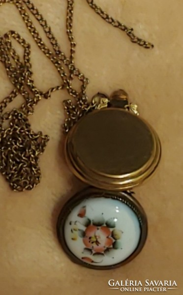 Chick necklace winding watch box with fire enamel cover cccp