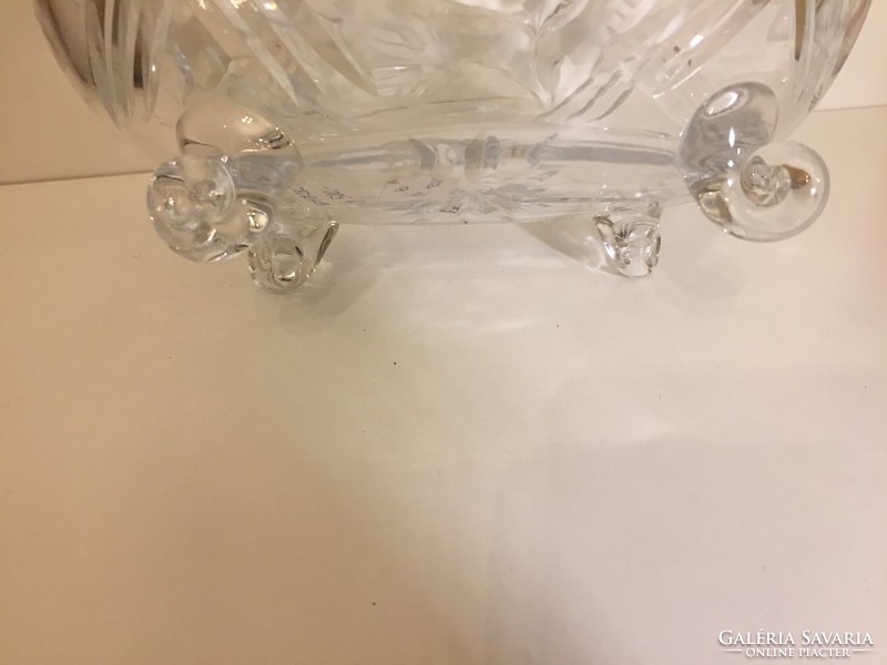 Nagy, metszett kristályüveg kínáló tál, kosár - crystal glass bowl (13)