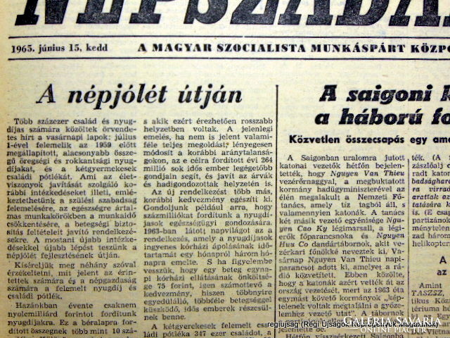 1965 június 15  /  NÉPSZABADSÁG  /  Régi ÚJSÁGOK KÉPREGÉNYEK MAGAZINOK Ssz.:  14867