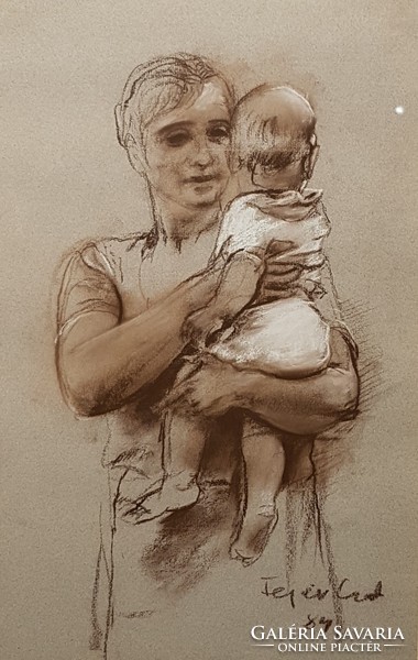 Fejér Csaba (1936-2002): Anya gyermekével 69eft.