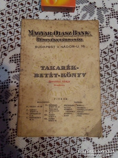 "Magyar-Olasz-Bank Részvénytársaság Takarék-betét-könyv" - 1936