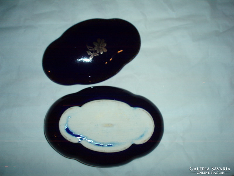 Antik kobaltkék porcelán bonbonier