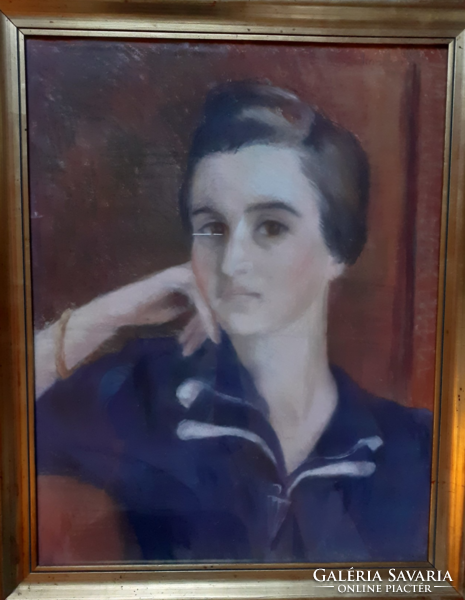 Anna Oelmacher: female portrait, 1940 (pastel on paper) xx. Famous painter of the 19th century