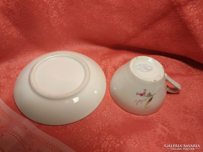 Tiny porcelain coffee cup with saucer