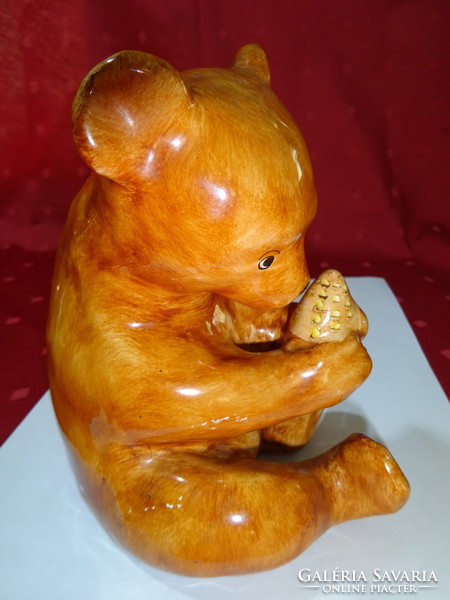 Bodrogkeresztúr ceramics, figural sculpture, sitting bear, height 26 cm. He has! Jokai. 9