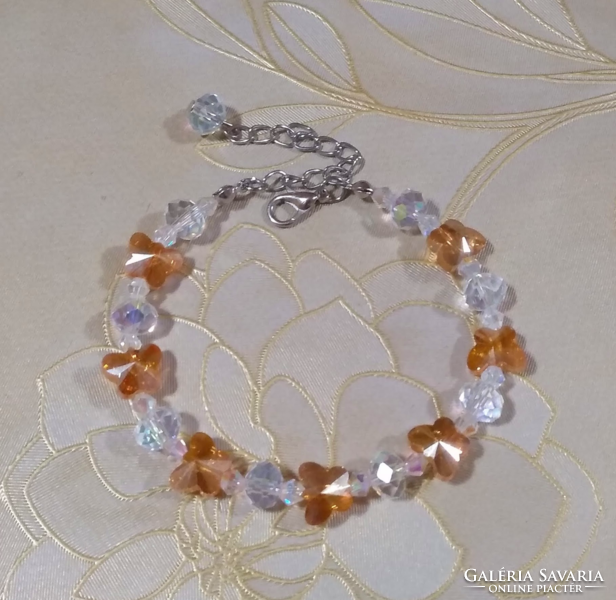 Austrian crystal, champagne colored butterfly bracelet