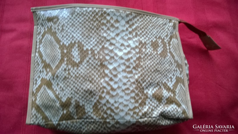 Snakeskin toiletry bag with snake pattern