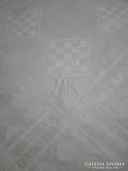 Antik, selyemdamaszt, monogramos szalvéta, 63 x 60 cm