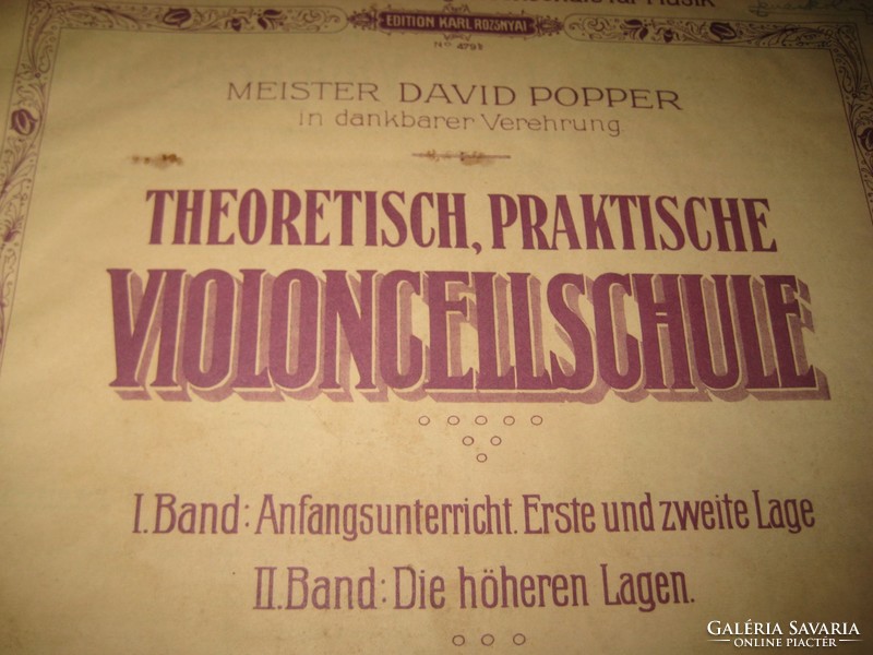 Music book. D: popper theoretic, practical, violincellschule Hungarian-German music book