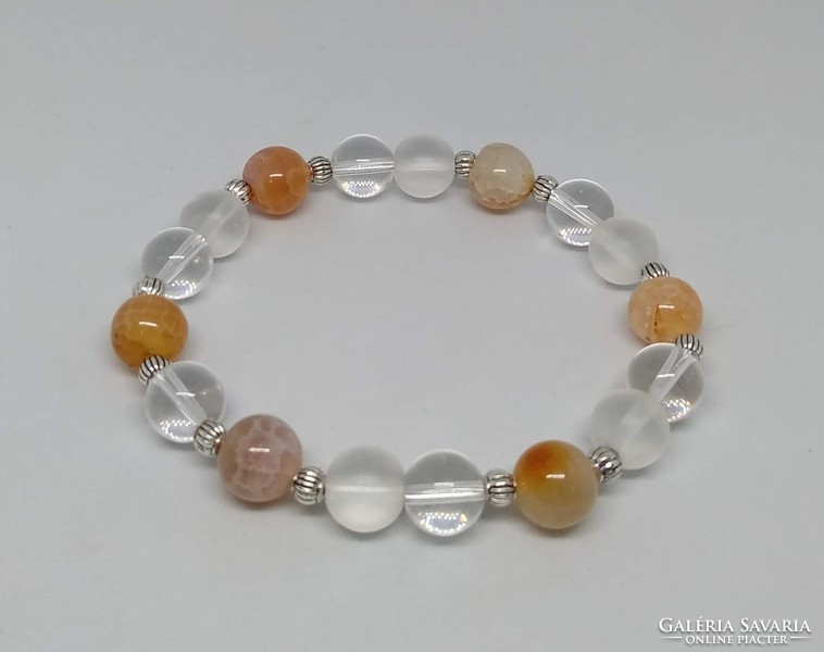 Orange dragon vein agate bracelet, 10 mm beads