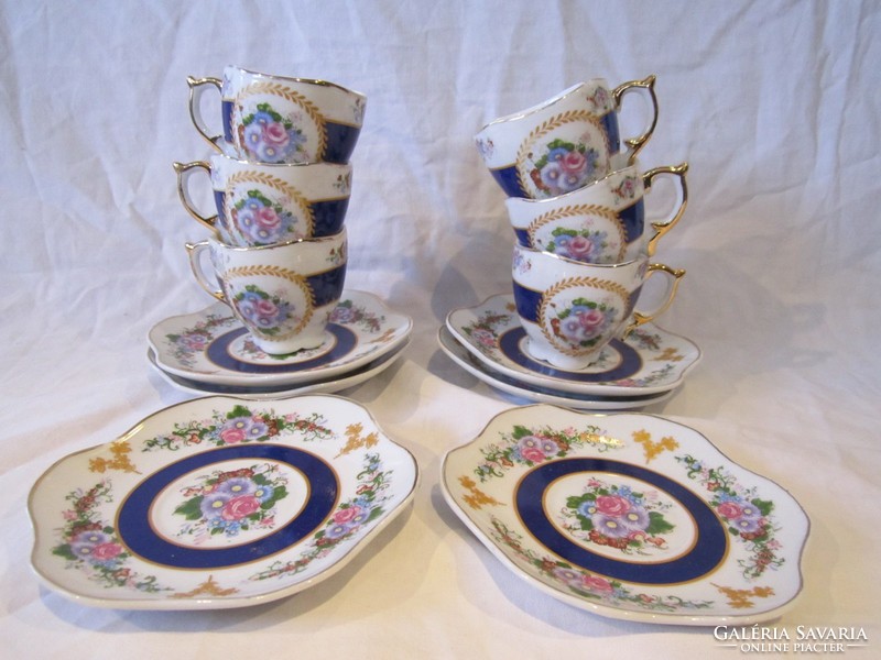 Japanese gilded painted porcelain coffee set cup and saucer mgh design 6 pcs
