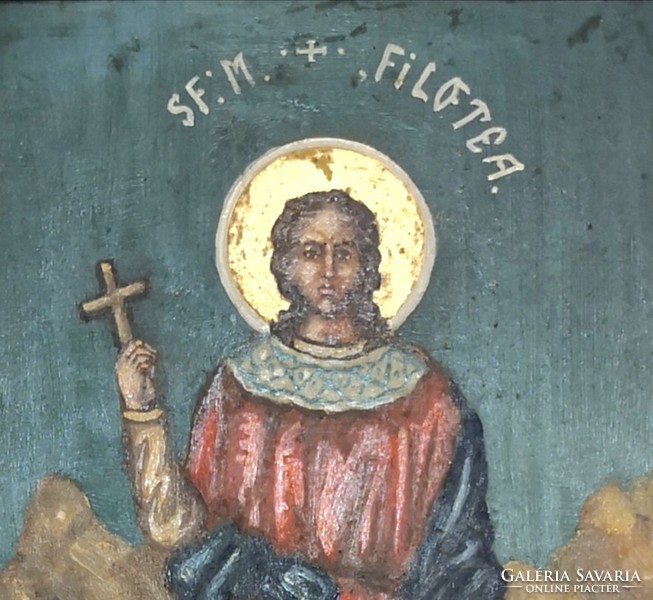 FK/001 - FILOFTEIA, a szent vértanú – Fára festett ikon