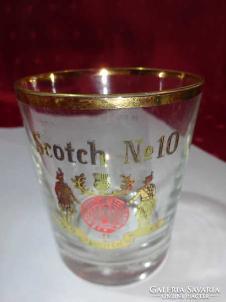 Glass of Scotch whiskey. Inscribed, height 9 cm. He has!