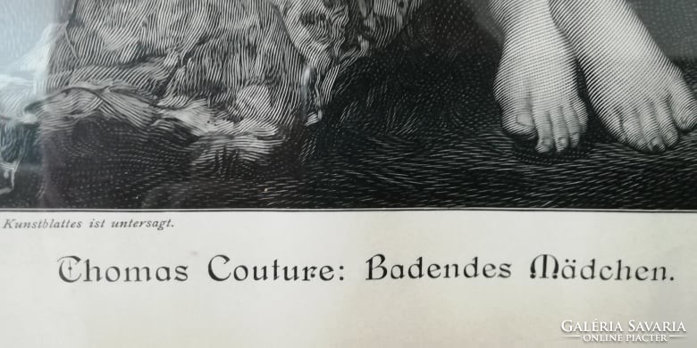 Thomas Couture :A fürdőző lány festmény  litográfiája ,nyomata