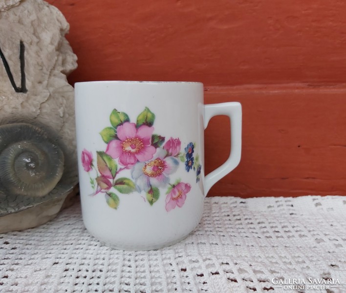 Rare Zsolnay porcelain floral mug, nostalgia piece, peasant village decoration, collector's beauty