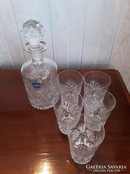 Famous mata crystal - lead crystal liqueur whiskey set, butelia, decanter, glasses - parade bath