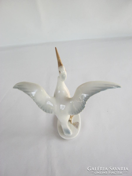 Royal Dux porcelán madár daru vagy gém